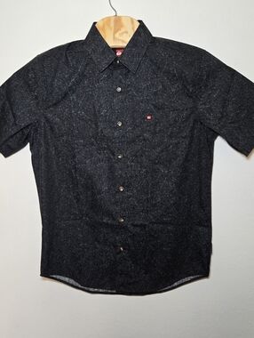 Quiksilver Black Casual Button Down Shirt Mens Small NWOT Tropical Floral Surfer